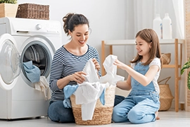 Family doing laundry.