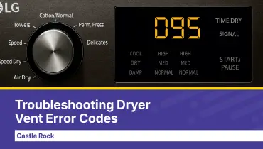 Close-up of a modern dryer control panel showing an error code